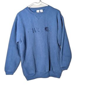 Vintage 90s Cherokee Navy Blue Crewneck Sweatshirt Embroidered Logo S